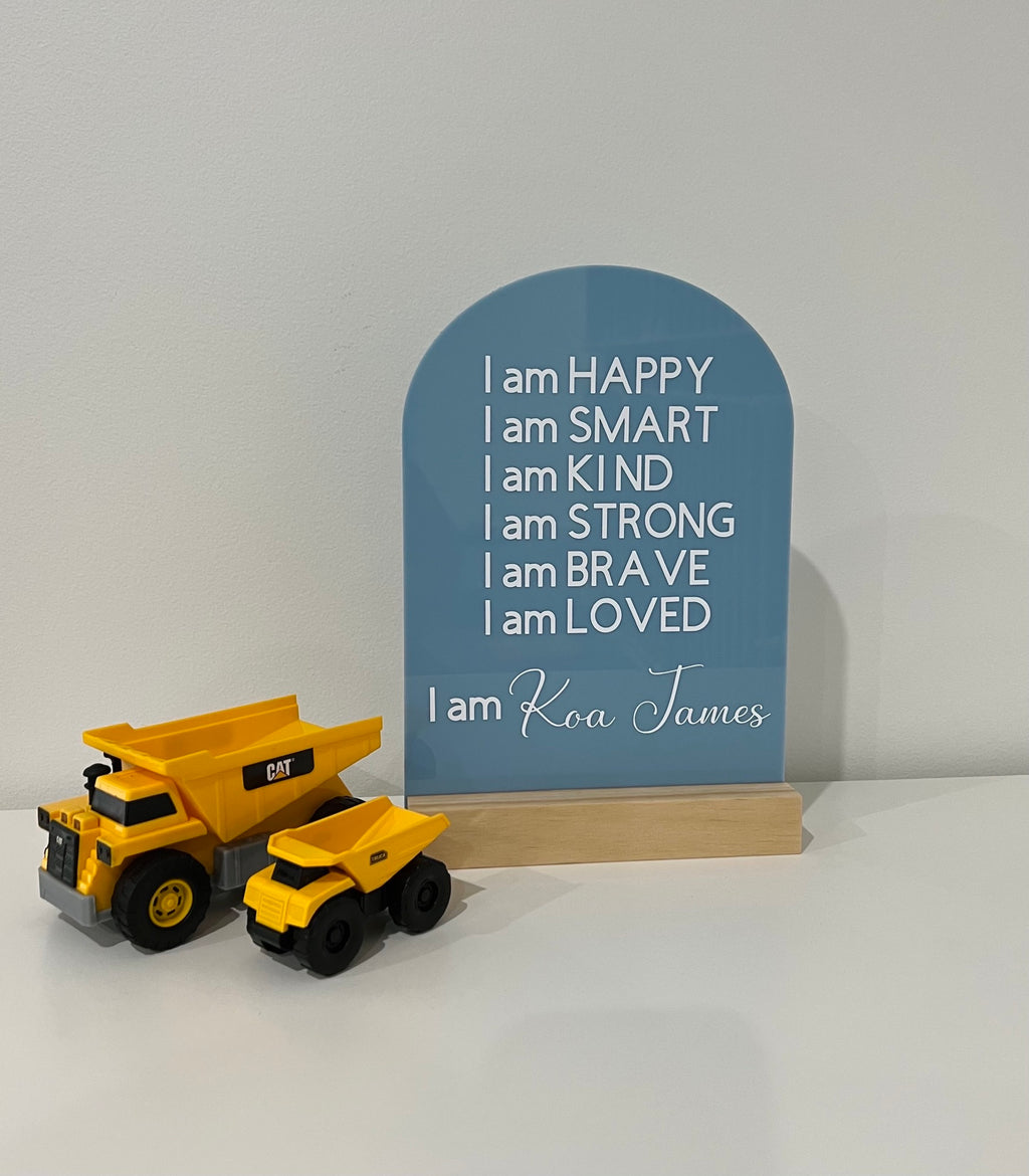 Acrylic Affirmation Plaque & Timber stand