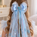 Princess Hair Bow with Tulle Tails