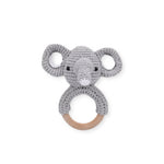 Handmade Crochet Wooden Elephant Ring Rattle