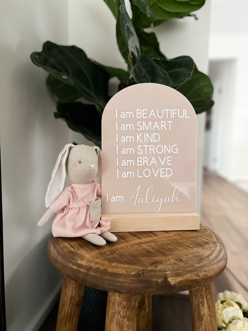 Acrylic Affirmation Plaque & Timber stand