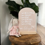 Acrylic Affirmation Plaque & Timber stand