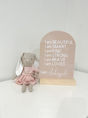 Acrylic Affirmation Plaque & Timber stand