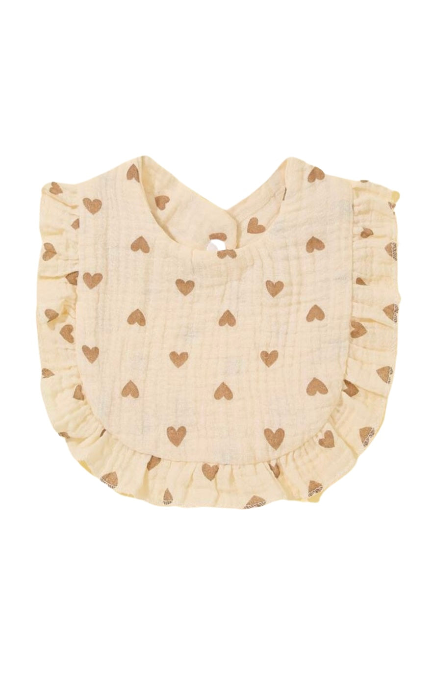 Heart Ruffle Trim Textured Bib