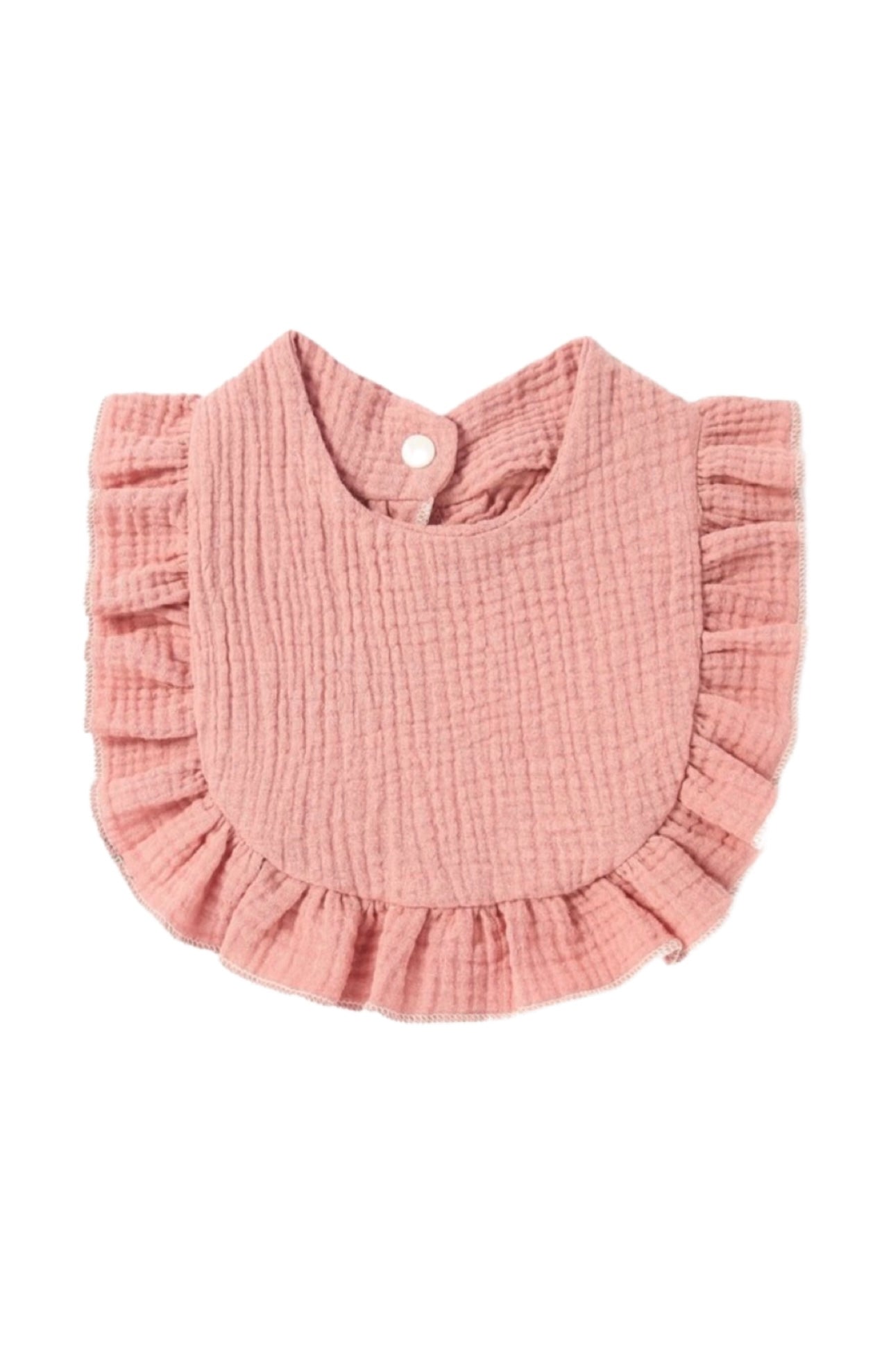 Blush Pink Ruffle Trim Textured Bib